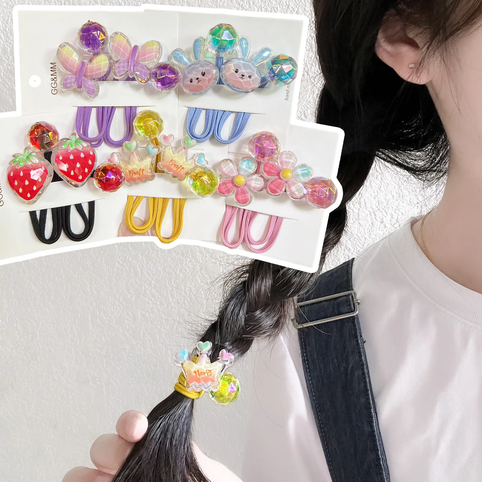 Cartoon Princess Hair Elastics Korean Style Flat Ponytail Holders High Elasticity Soft Non Slip for Kids