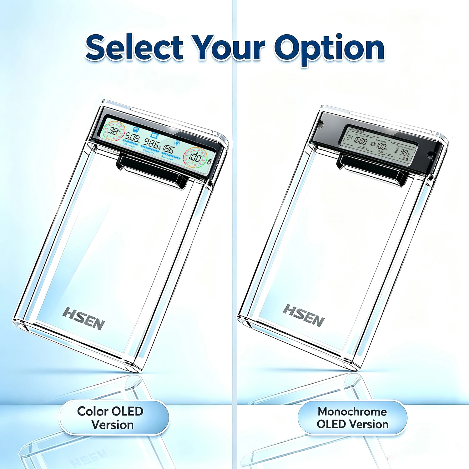 USB3.2 2,5'' SATA HDD SSD-Gehäuse, Transparentes Tragbares Externes Festplattengehäuse mit Smart-Display zur Echtzeit-Datenüberwachung – Detail 6