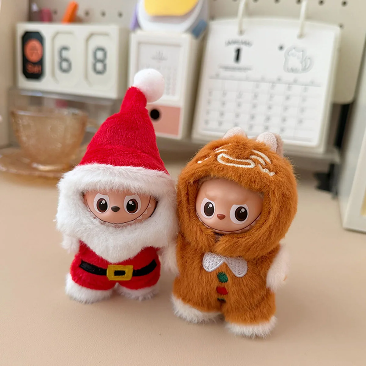 [بدون دمية] ملابس دمية قطيفة عيد الميلاد الزنجبيل رجل ل 10.5 سنتيمتر Labubu 4.0 دمية الزي DIY بها بنفسك الملابس والاكسسوارات