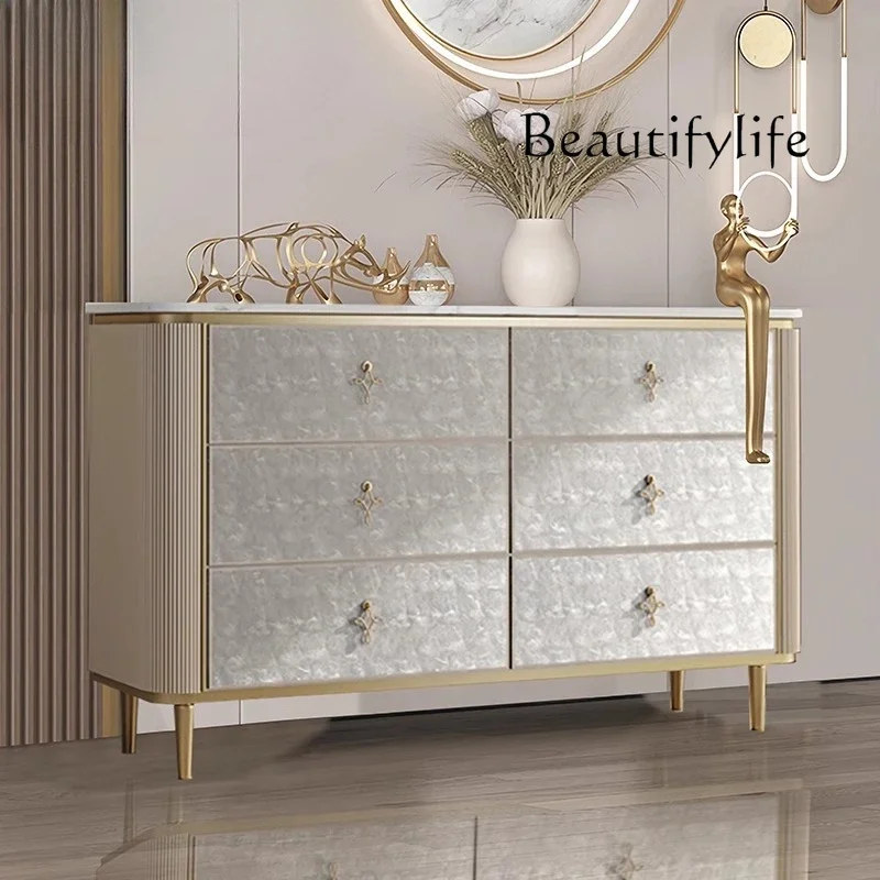 ZL غرفة المعيشة الفاخرة درج تخزين خزانة صندوق تخزين خشبي مفتوح الصدور خزانة سعة كبيرة أثاث المنزل #3