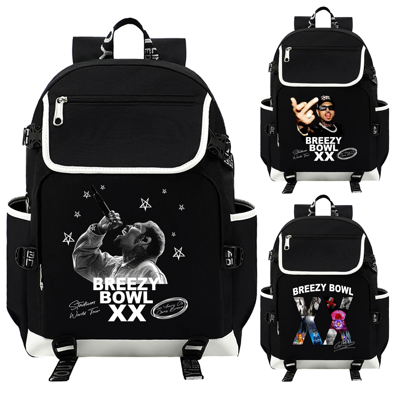 

Chris Brown Breezy Bowl XX Tour 2025 Backpack for Girl Boy Student Teenager Rucksack Casual School Bags Travel Mochila