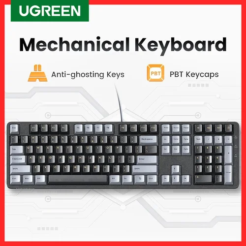 Imagen 1 del producto UGREEN-Teclado mecánico 108 PBT, teclas con cable, interruptor rojo, ruso/coreano/EN, para escritorio, portátil, Windows, Mac OS, juegos