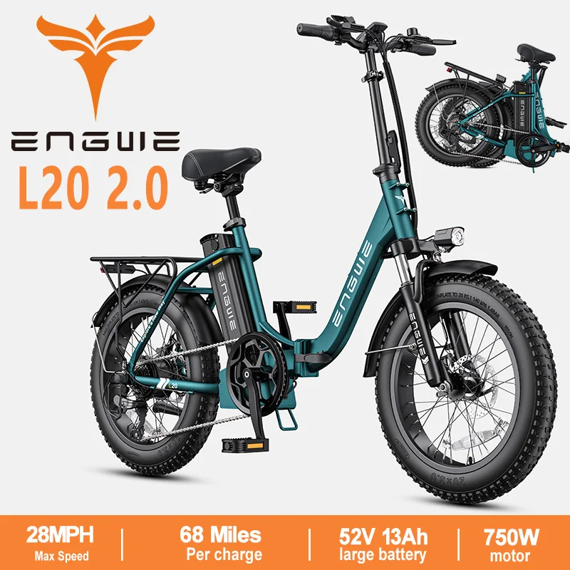 

Folding Electric Bike for Commuting ENGWE L20 2.0 for Adults, 28MPH 68Mi Range 750W Motor 20"x3" Fat Tires