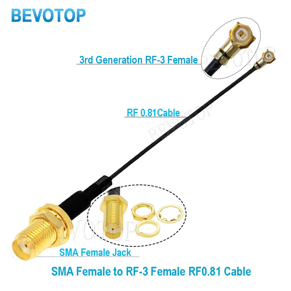 2Pcs/lot Cable uFL u.FL IPX-3 Female to SMA Female WIFI Antenna RF Coaxial Cable RF0.81 Pigtail Extension Jumper