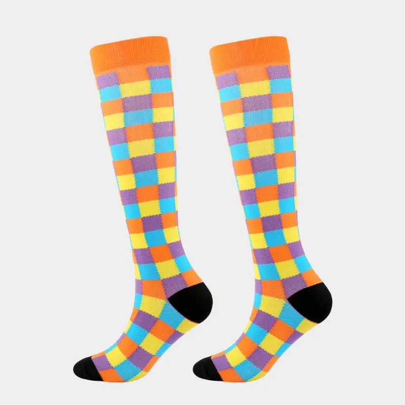 6pair  High Quality Boutique Men Outdoor Pressure Socks Women Running Stretch Stockings Dot Square Cross Fashion Cycling Fitness