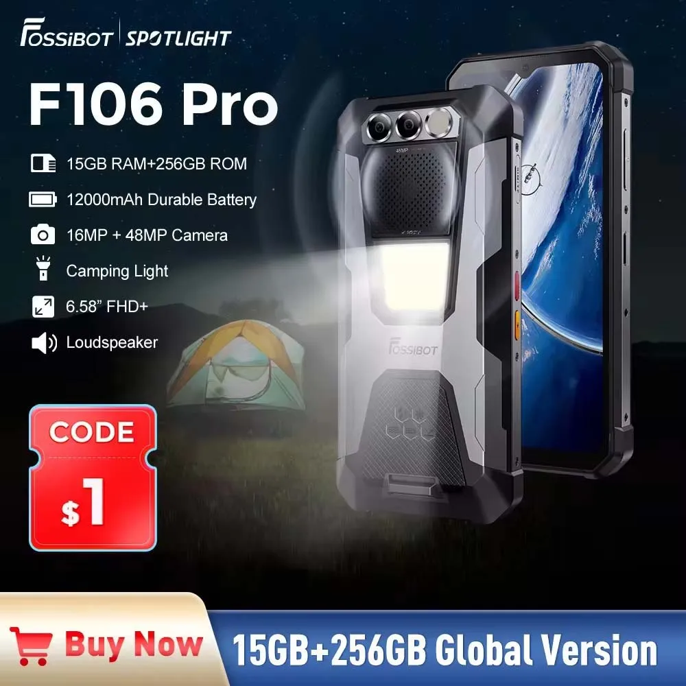 [Weltpremeire] FOSSiBOT F106 PRO Robustes Smartphone 15 GB + 256 GB MTK G85 Android 14 12000 mAh Mobiltelefon Mobiltelefone 6,58 Zoll FHD + 30 W