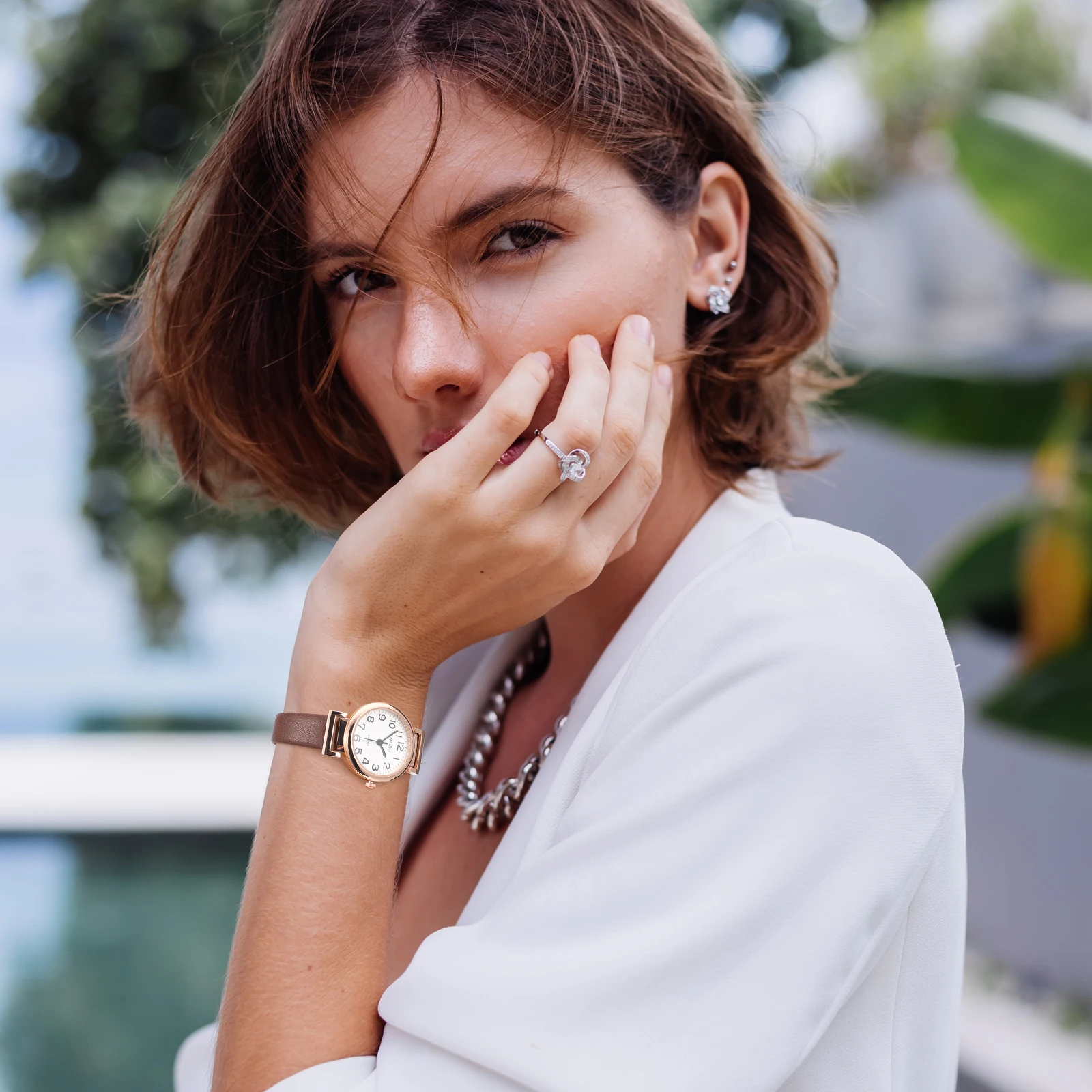 

Durable And Comfortable Women Quartz Watch With Leather Strap Minimalist Design Fashion Wristwatch For Ladies Girls Any Occasion