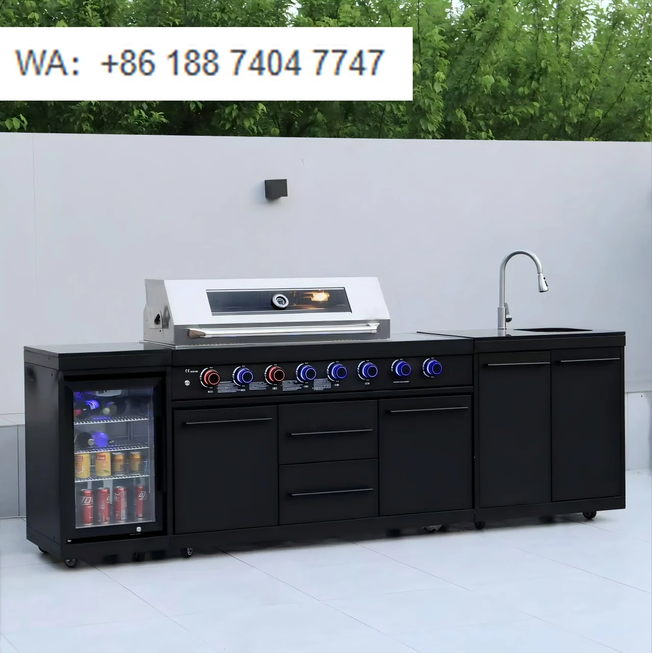 

Factory Custom Luxury Modern Modular BBQ Island with Complete Stainless Steel Powder Coated 6 Burners LPG/NG Outdoor Grill