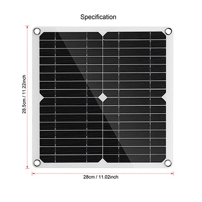 30W 18V Solar Exhaust Fan Portable Ventilator Solar Panel Powered 4 Fans Air Extractor for Dog Chicken House RV Greenhouse Fan