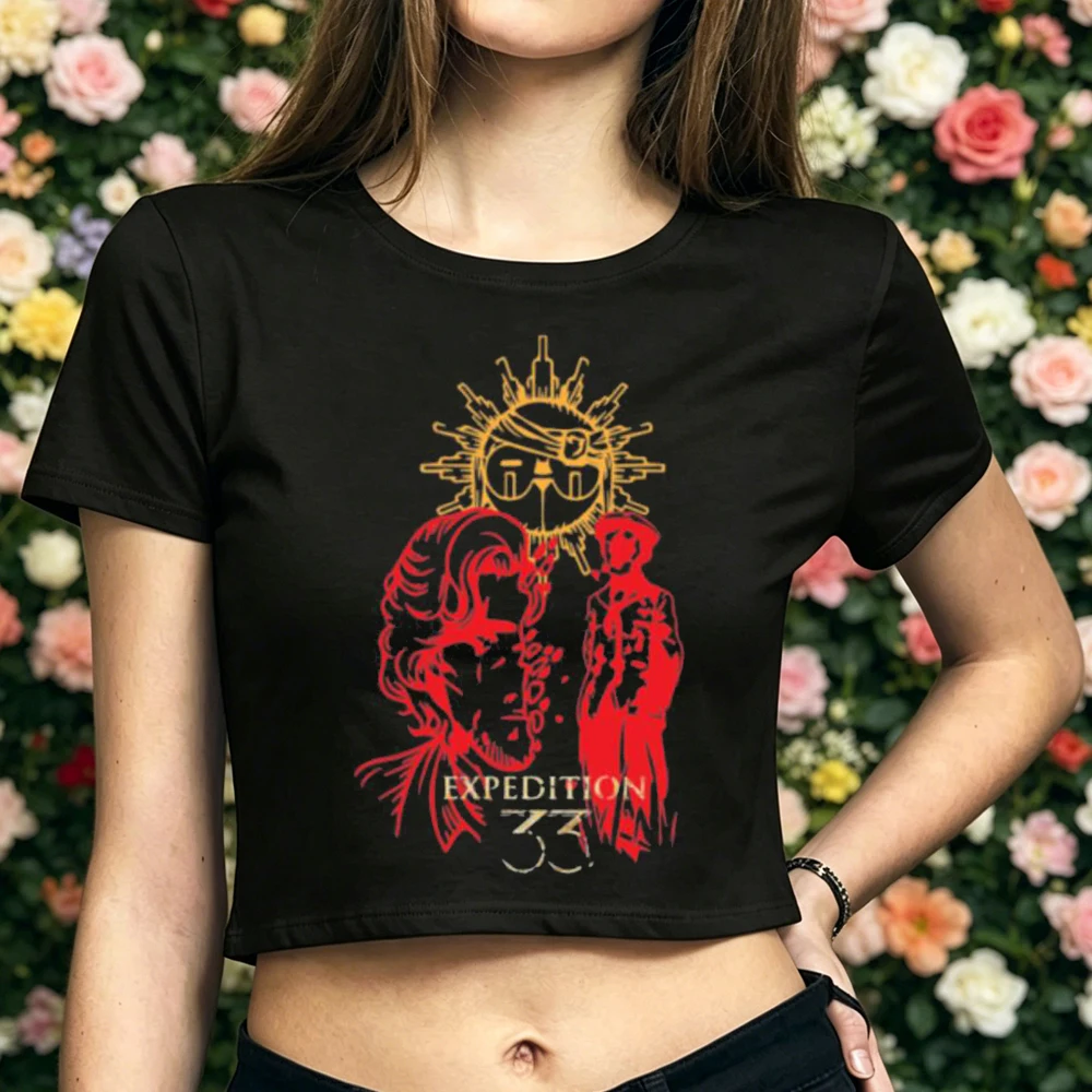 Expedition 33 crop top girl kawaii streetwear jojifuku scene  t-shirt graphic cute manga scene  harajuku