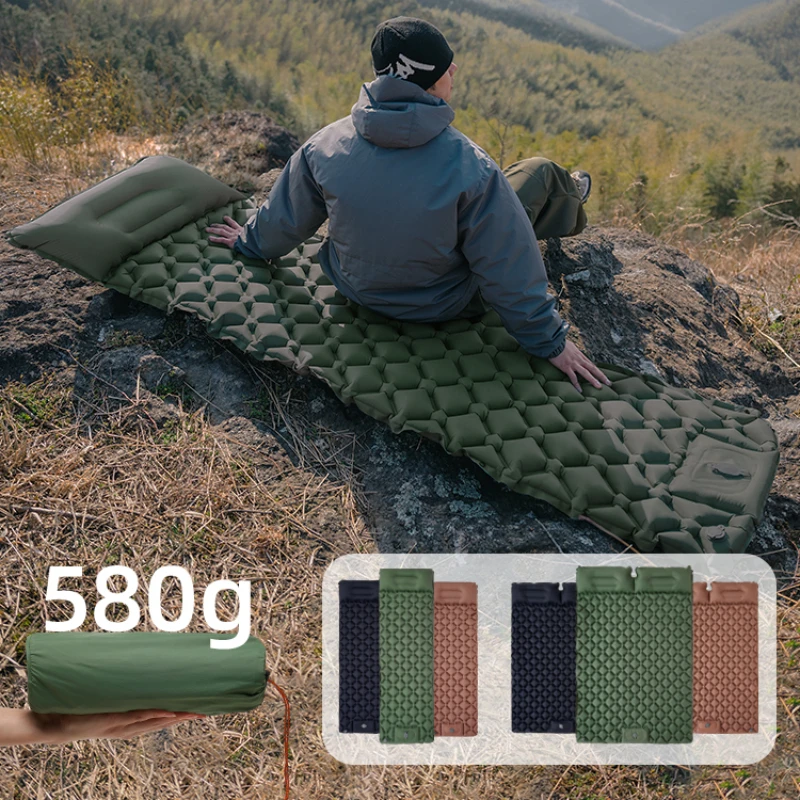 Self-inflatable outdoor portable air cushion camping moisture-proof pad thickened camping hiking single ultra-light sleeping pad