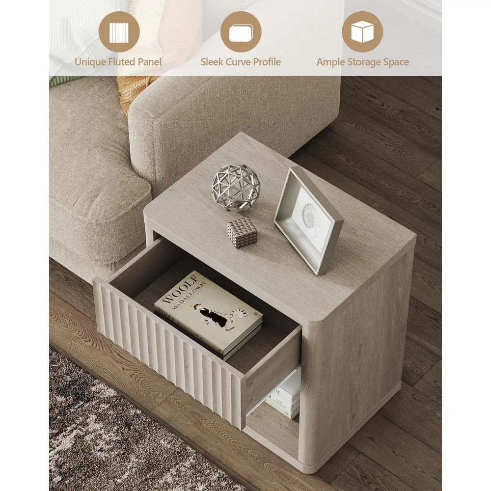 Bedside Table Set, 2 Bedside Tables with Drawer Storage Slot Bedside Table End Table Large