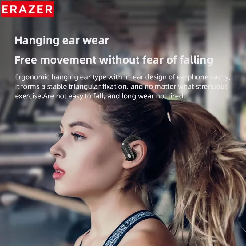 ERAZER XT60 Bluetooth 5.3 Earphones TWS True Wireless Headphones Touch Waterproof Headset Noise Reduction Earhooks with Mic image 2
