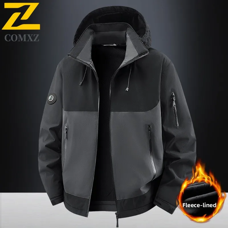 سترة قطن شحن للرجال 2025 إصدار جديد مع سترة مخملية سميكة مضادة للدفء البارد سترة تخييم شتوية للتزلج في الهواء الطلق