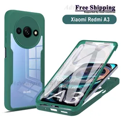 For Redmi A3 Xiaomi 360 Phone Case Full Coverage Protection Screen Protector Camera Lens Bumper Shell Funda