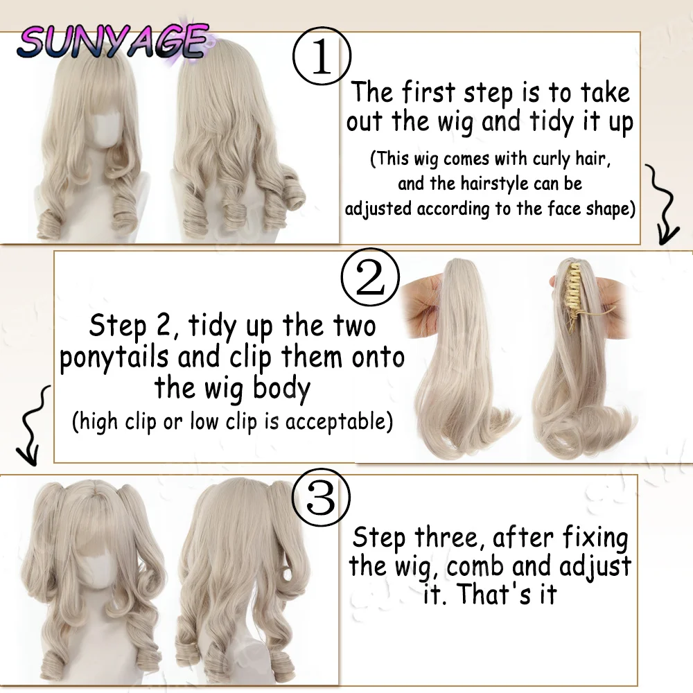 الاصطناعية الأميرة قص مزدوجة ذيل حصان لوليتا شعر مستعار مع الانفجارات فتاة معلقة الأذن أرنب الرومانية لفة تأثيري هالوين شعر مستعار Harajuku