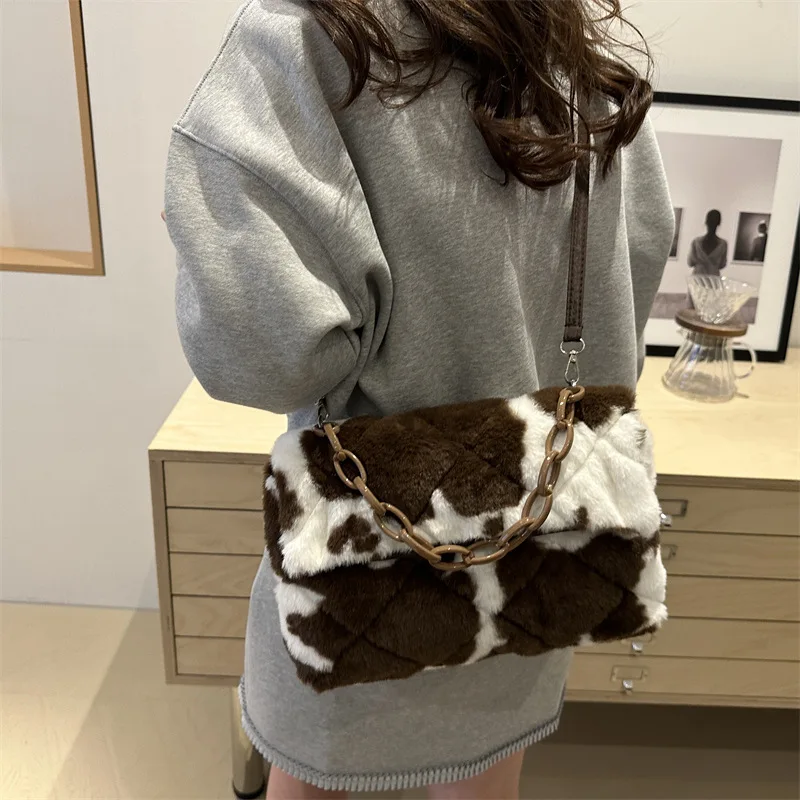 Sac en peluche pour dames, sacs à bandoulière de grande capacité en peluche à Texture d'automne et d'hiver, nouvelle collection 2025