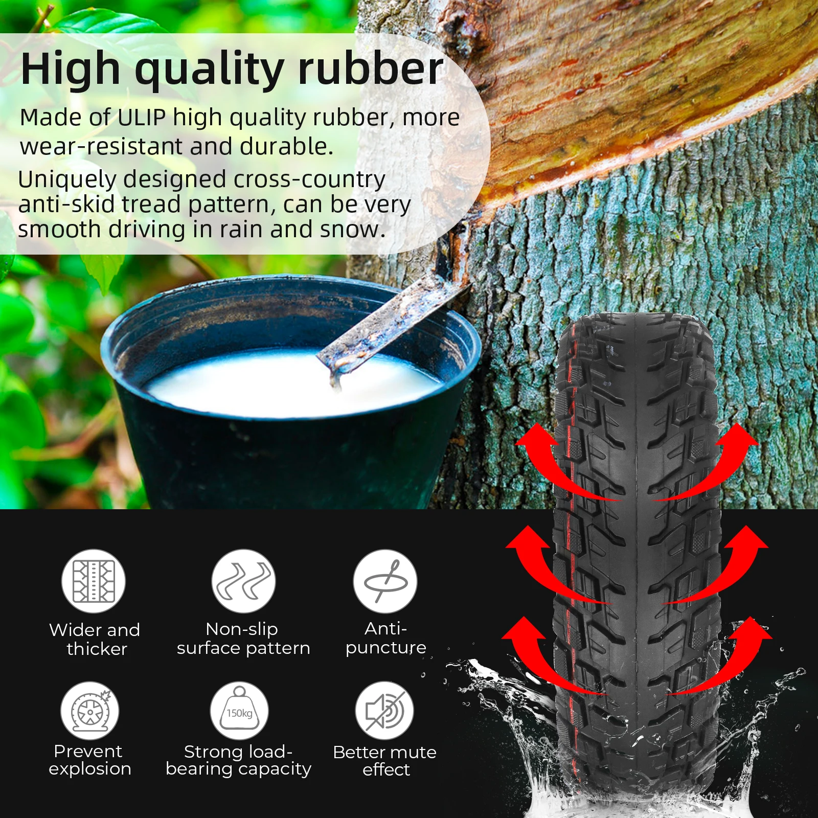 إطار Ulip 85/65-6.5 ذاتي الإصلاح لسكوتر كهربائي Kugoo G-Booster، غراء ذاتي الإصلاح، إطارات مقاومة للانفجار بدون أنابيب #5