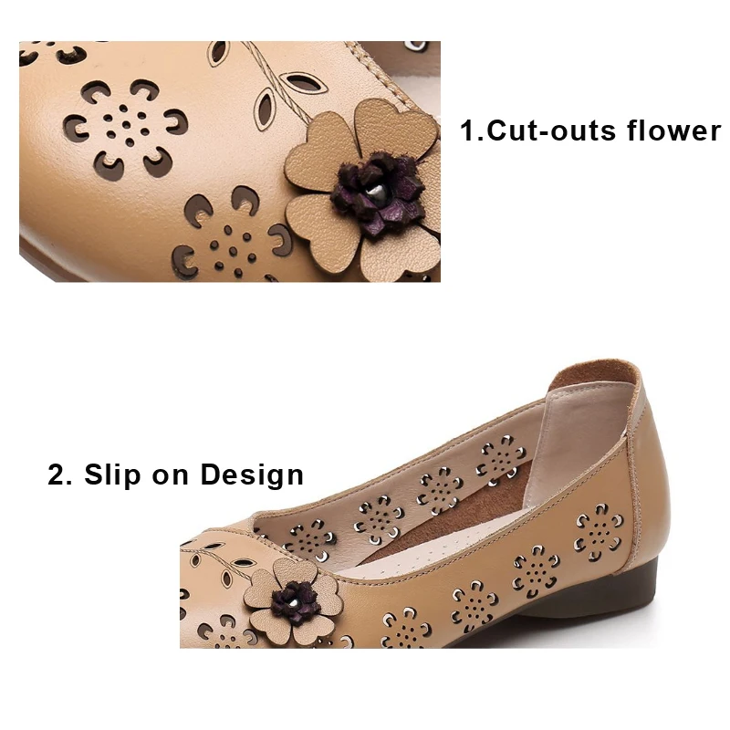 Fashion White Cutout Shallow Flats Woman Designer Floral Hollows Summer Flat Shoes for Women 2023 Casual Leather Loafers