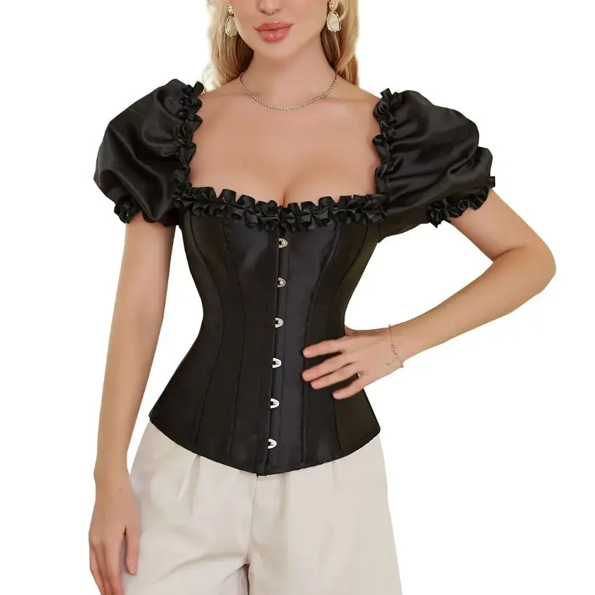 

Corset Tops for Women S-6XL Bubble Short Sleeves Corsets Classical Boned Vest Shapewear Slim Fit Bodyshaper Push Up Bustier Tops