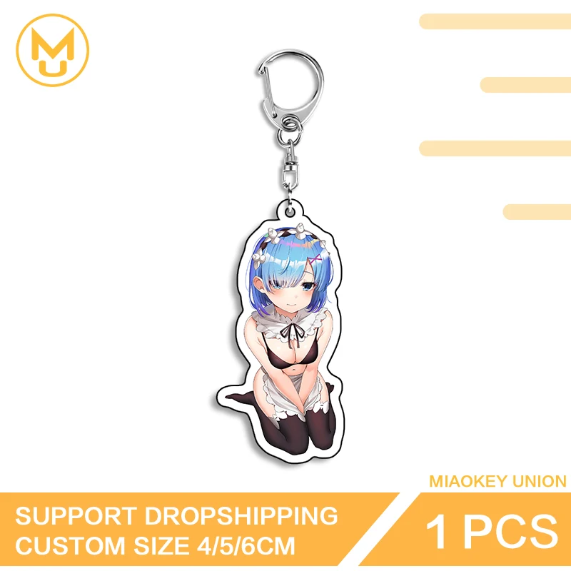 Rem NSFW Bikini Anime Figure Kneel Sitting Double Sided Acrylic Keychain Innovative Glaring Anime Jewelry Accessories Gifts