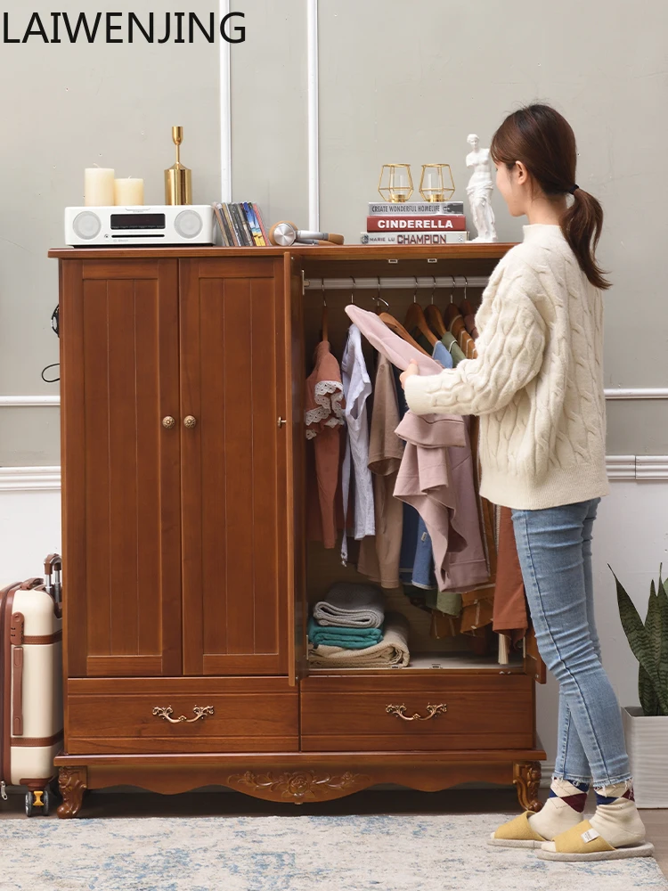 

SGF solid wood wardrobe four-door drawer storage simple modern wardrobe