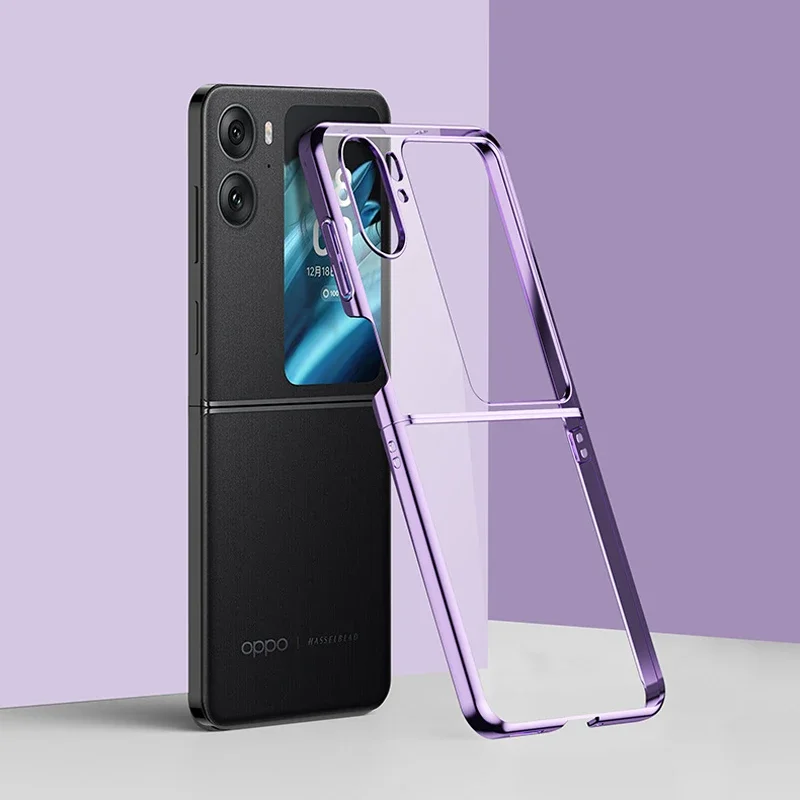 Ultra Thin Plating Phone Case For Oppo Find N2 FindN2 Flip N2Flip 5G Hard PC Clear Camera Protect Back Cover Shell