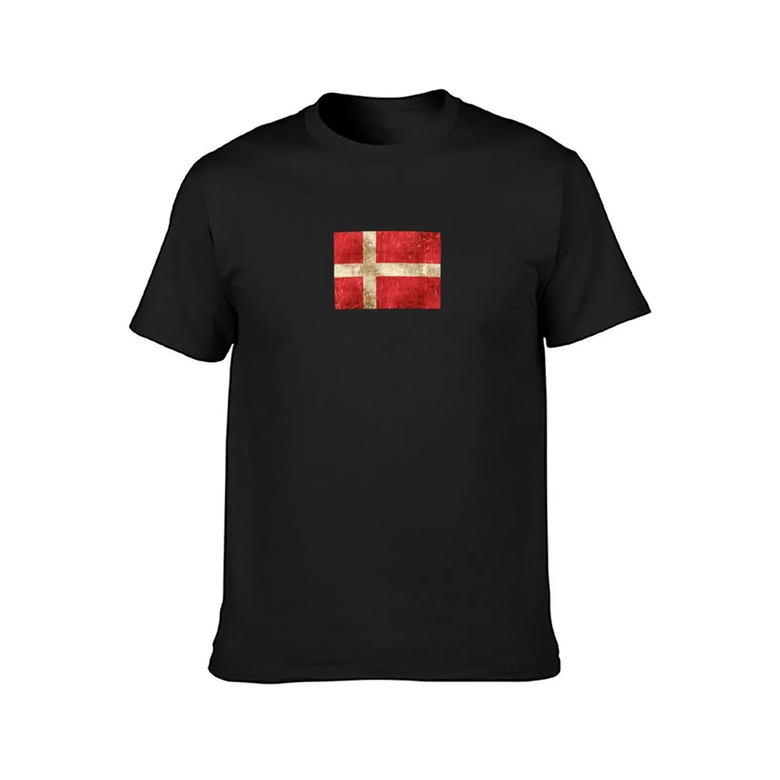 Vintage Aged and Scratched Danish Flag T-Shirt sweat sports fans hippie clothes mens plain t shirts