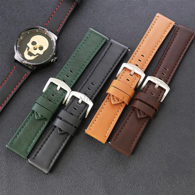 Retro Calfskin Leather Watchbands 18mm 20mm 22mm 24mm Smartwatch Strap for Seiko for Omega Belt Dark Brown Watches Accessories