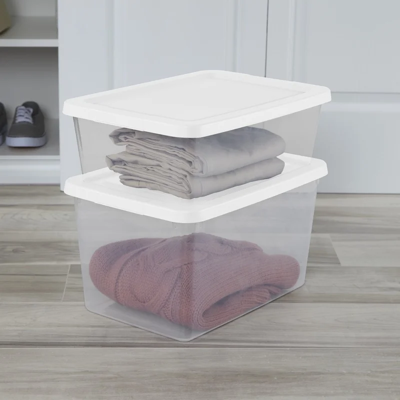 

Stackable Plastic Storage Boxes Set of 15 Clear Lids Organization Containers Household Closet Shoe Accessory Craft Storage