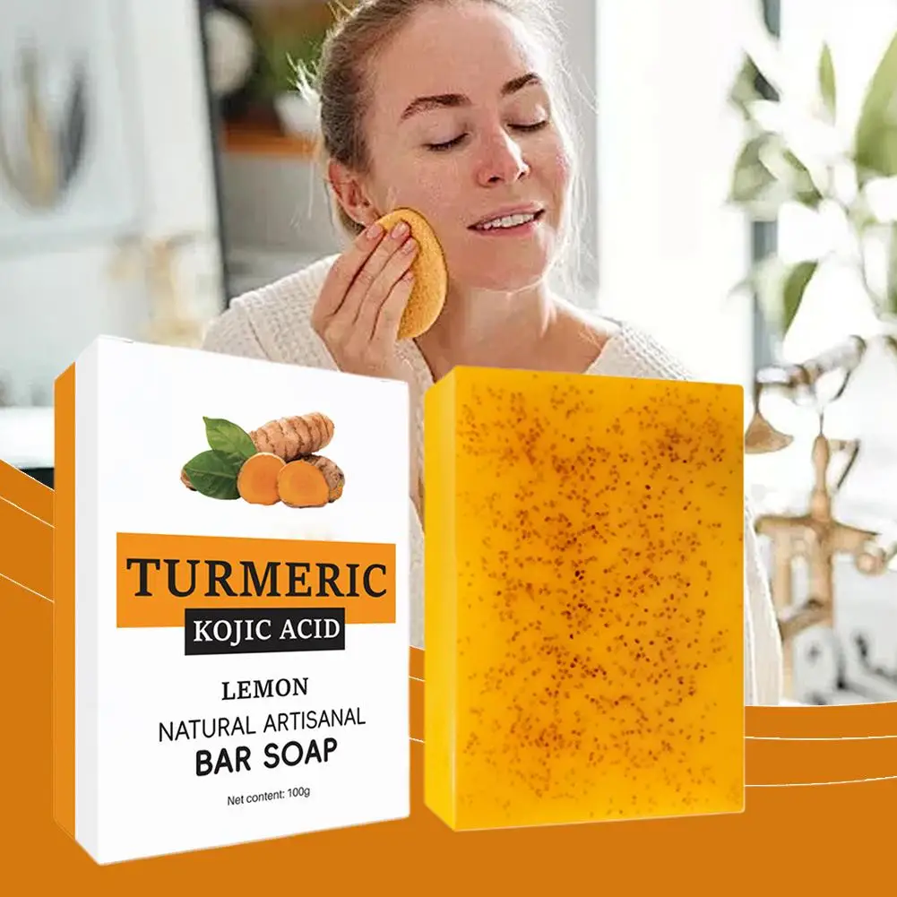 手作りターメリック石鹸ボディクリーニング美白ダーククレンザーボディブライトニングスキンケア脇の下脚石鹸フェイスソープテンダ L7A4