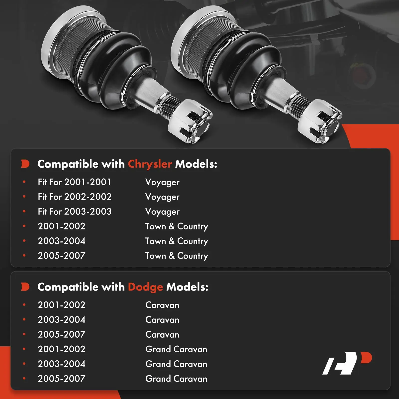A-Premium 2x Front Lower Ball Joints for Dodge Grand Caravan Caravan 2001-2007 Chrysler Town & Country 2001-2007 Voyager