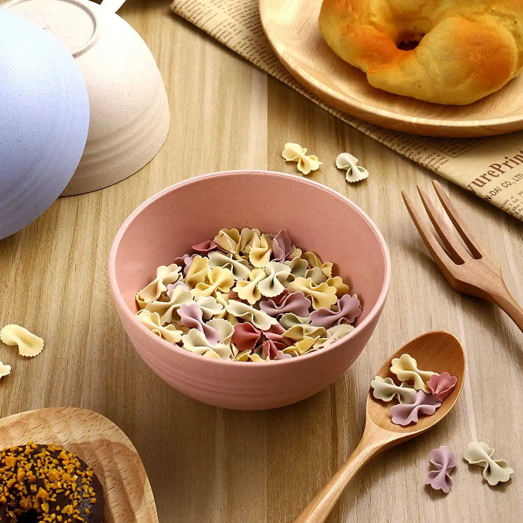 

A78Z-5 PCS 12Cm Cereal Bowls Wheat Straw Unbreakable Reusable Bowlad Bowl Soup Bowl Noodle Container Mixing Bowls