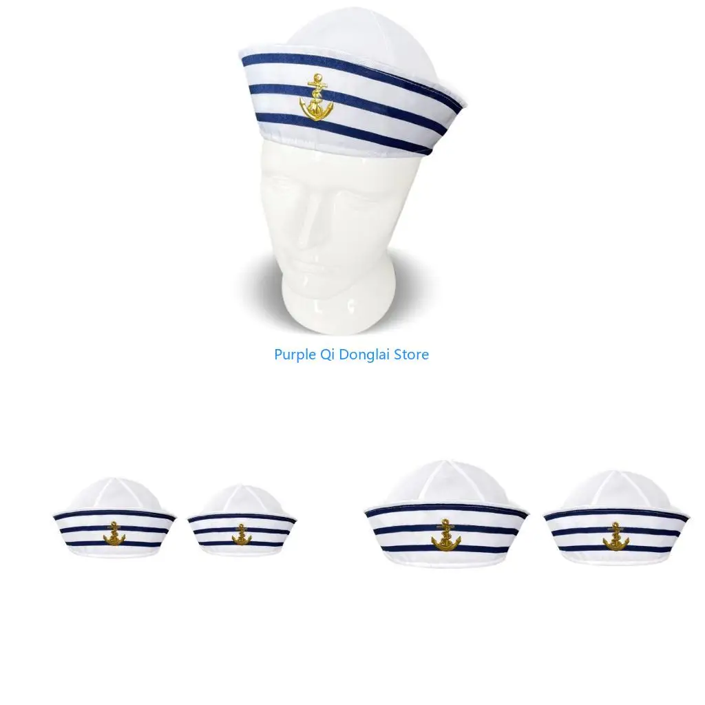 L21E Adult Teens Sailors Party Cosplay Hat Print Marine Captain Hat