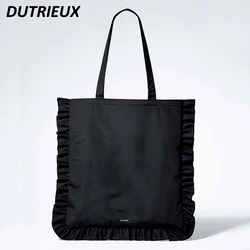 Japanese Style Handbags for Women Pleated Lace Tote Bag 2024 New Casual Shoulder Handbag All-Match Shopping Women's Bags