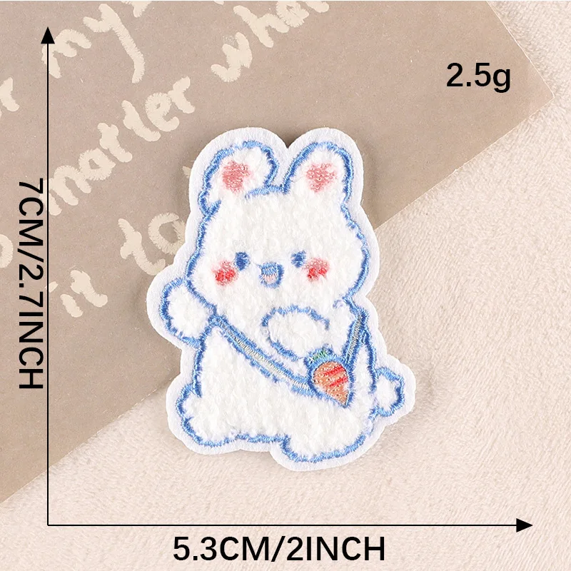 Niedliche Kaninchen-gestickte Aufnäher, Cartoon-Tier-Kaninchen zum Aufbügeln/Aufnähen, Applikation für Kleidung, Hüte, Jeans, DIY-Accessoires