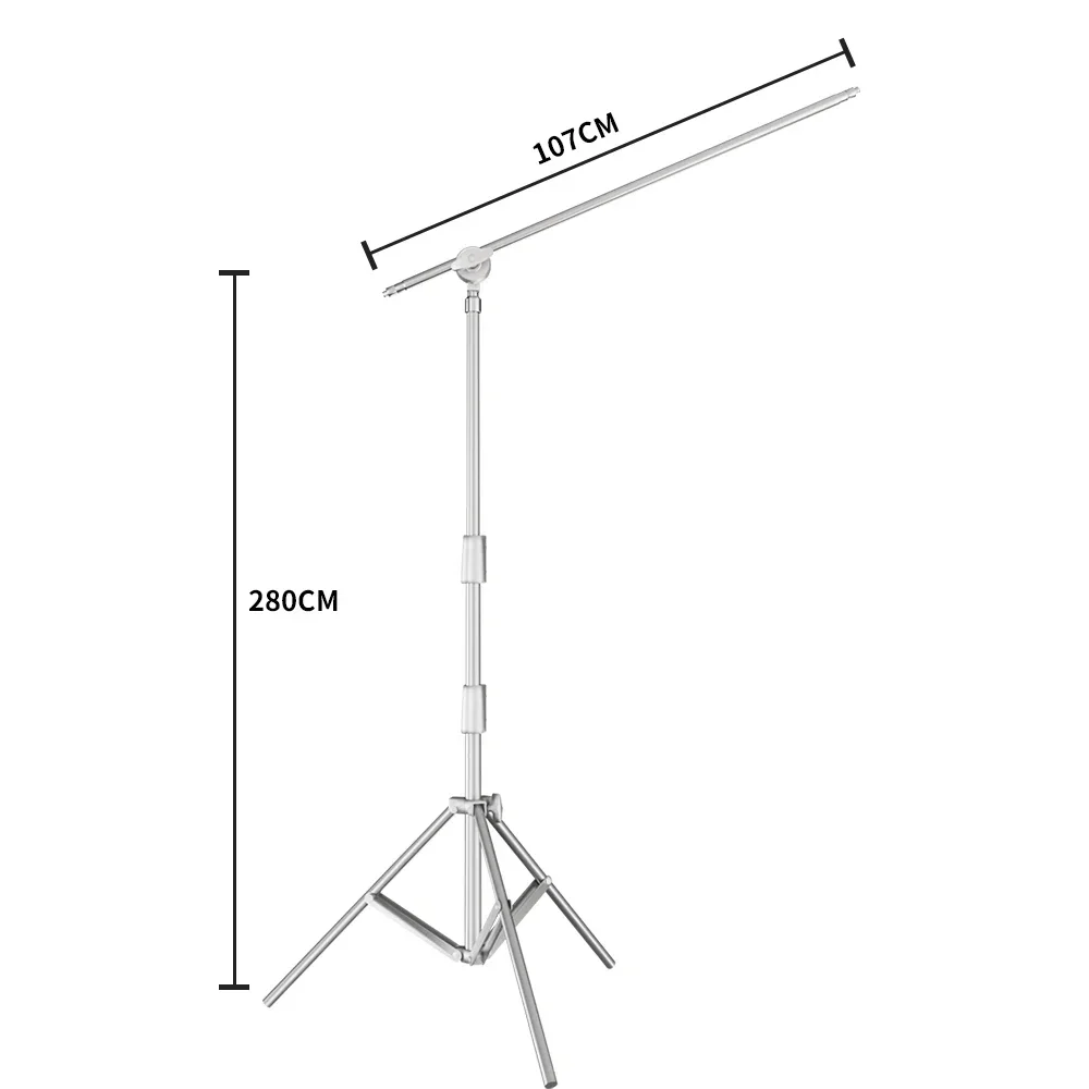 Trípode de acero inoxidable SH 290cm con barra de brazo transversal de acero inoxidable y bolsa de transporte aplicable a Softbox de fotografía fija