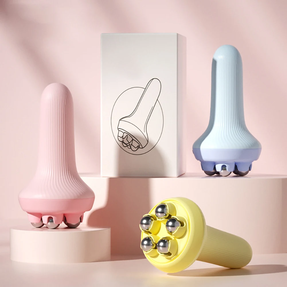 Facial Massage Tool 5-Bead Steel Ball Massage Roller 360° Rotating Massage Bead Body Shaping Steel Massage Rollers Back Massager