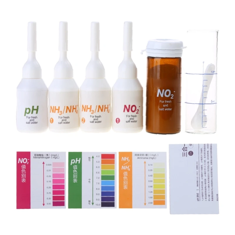 new 3-in-1 Water Test Solution Kits NO2/NH3/NH4 PH Tests Pool Water Quality Test Easy Testing for Aquarium Fish Tanks Pond