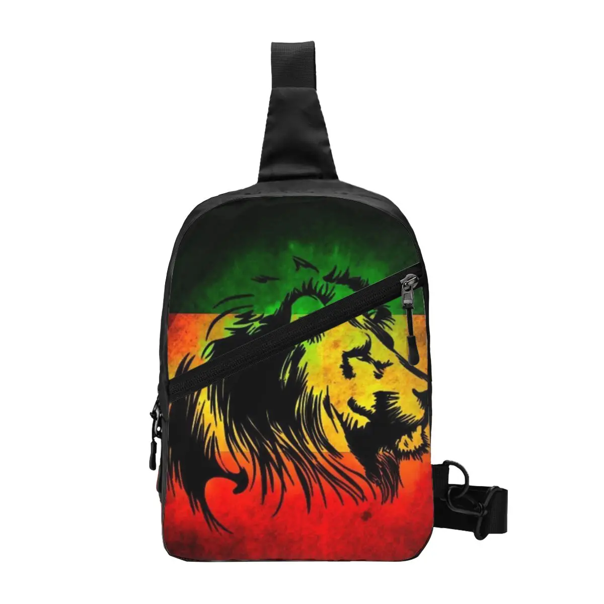 Rasta Lion Stripe Chest Bag Men Sling Crossbody Backpack Chest Bag Travel Hiking Daypack Shoulder Bag