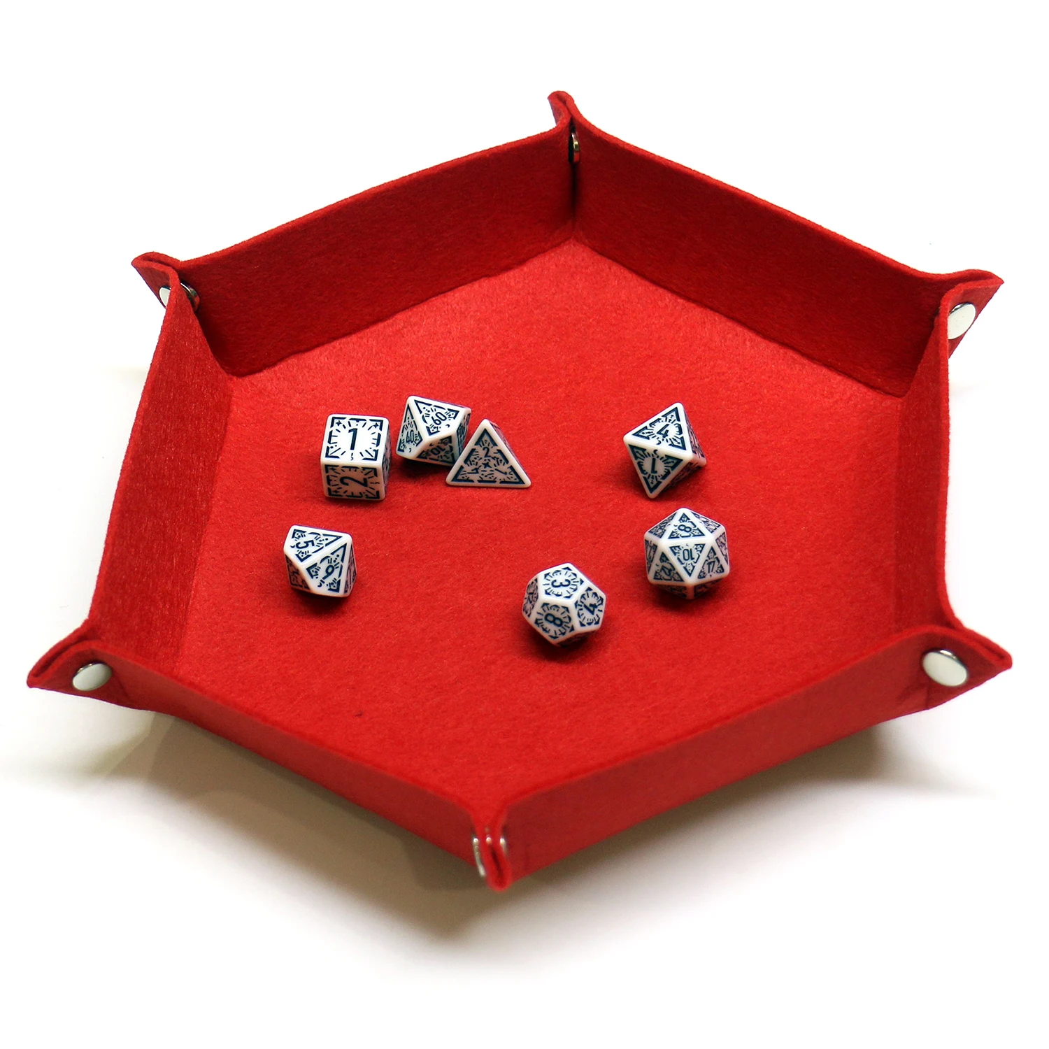 1PC Dice Tray Set Foldable Dice Trays Hexagon Dice Rolling Tray Felt Dice Holder for Dice Games Like RPG, and Other Table Games image 6