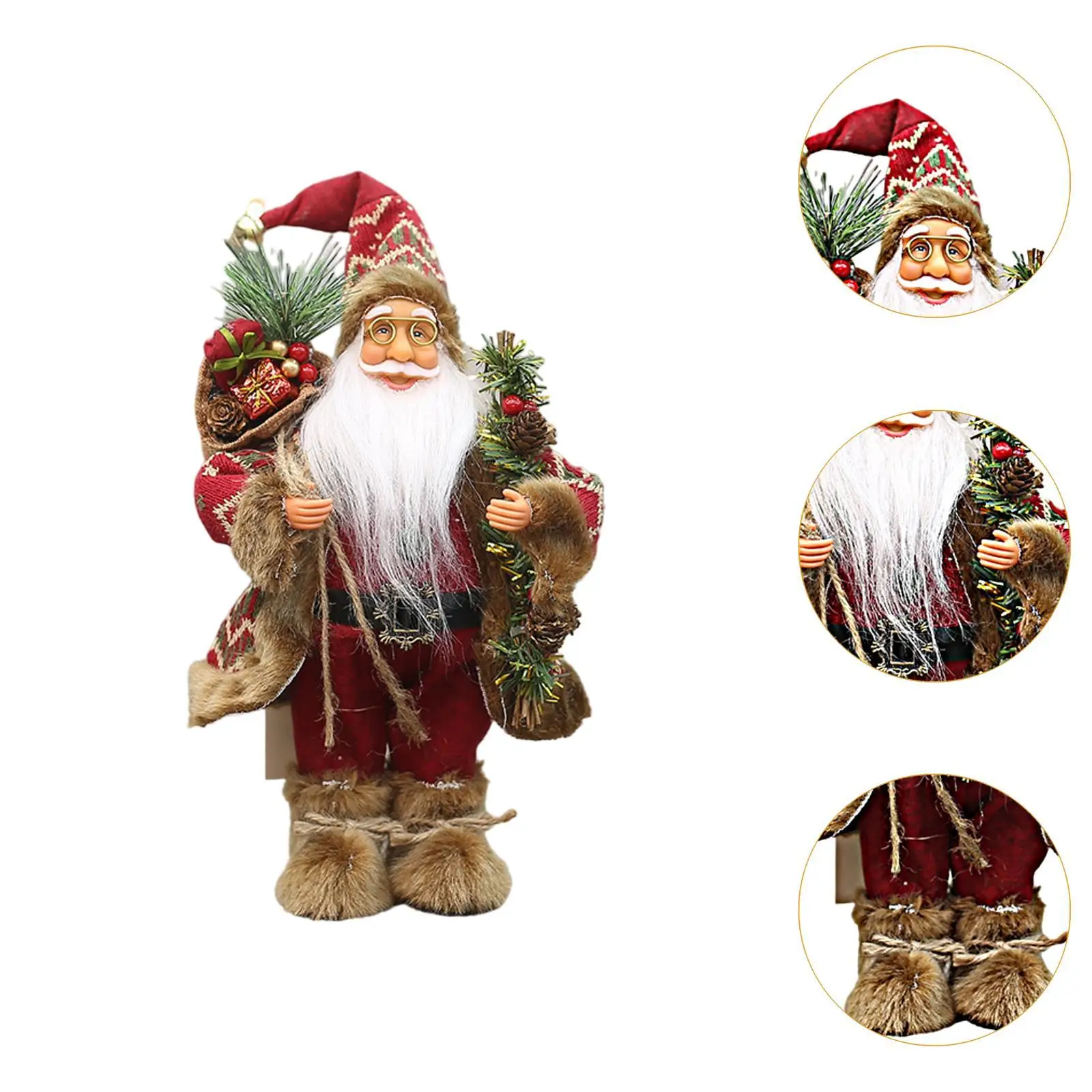 Kerstpopdecoratie 12" Kerstmanbeeldje Klassieke Kerstmanfiguur voor Festival Tafel Bureau Nieuwjaar Vakantiekamer