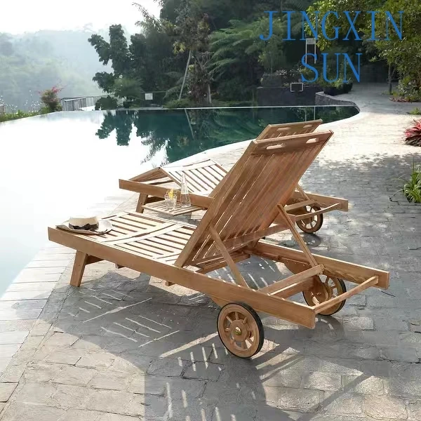 Resort Leisure Hotel Garden Swimming Pool Teak Wood Sunbed Outdoor Lounge Beach Chair Sun Lounger