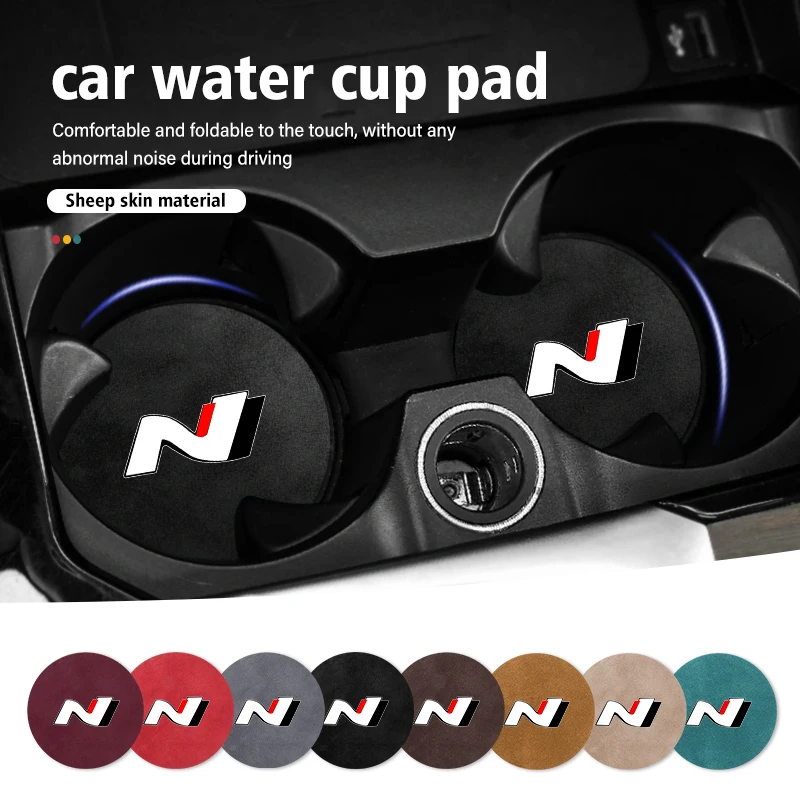 2pcs Car Coaster Drink Bottle Holder Anti-slip Mat Water Cup Pad For Hyundai Sonata i30 i20 Tucson Elantra Kona N Line