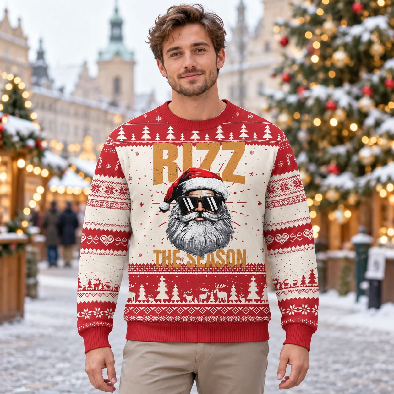 New Welcome Santa to Your Holiday Outfit with an Ugly Christmas Sweater Printed Crewneck Sweaters for Family Winter Gatherings