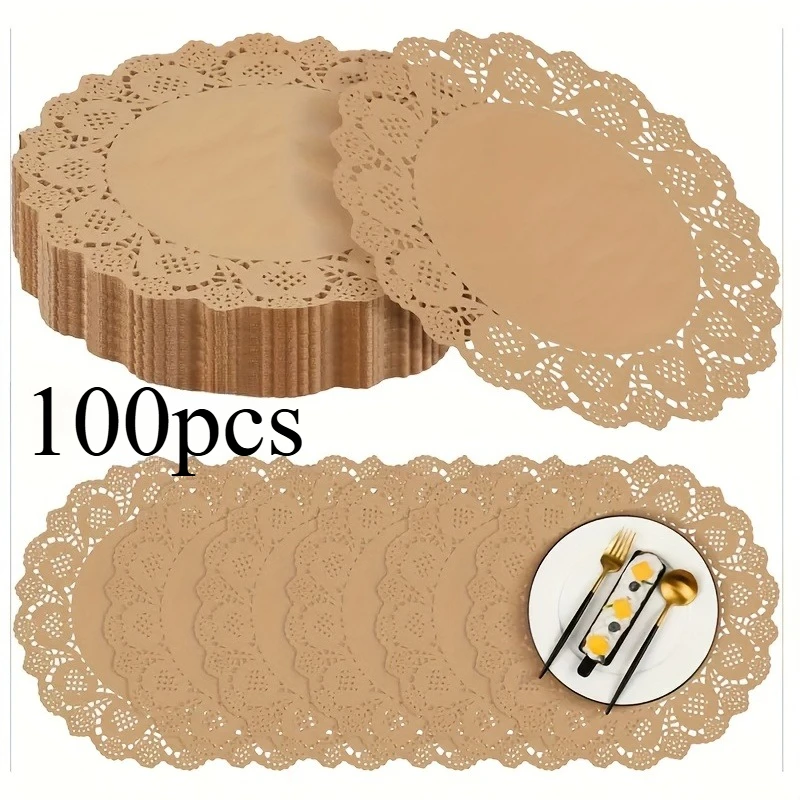 100Disposable Brown Cowhide Paper Placemats,13.5