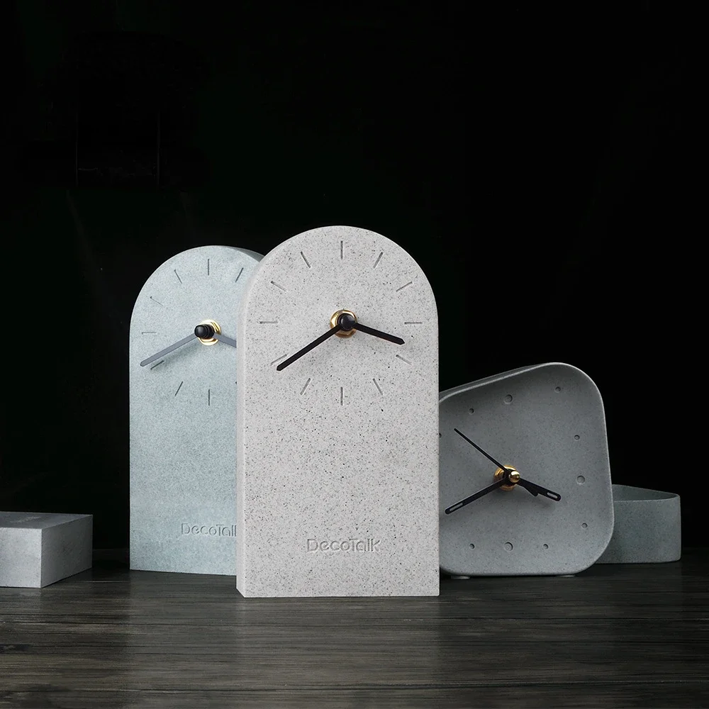 Nordic Sandstone Mute Desk Clock Simple Desktop Clock Bedroom Home Decoration Countertop Decoration Living Room Decoration