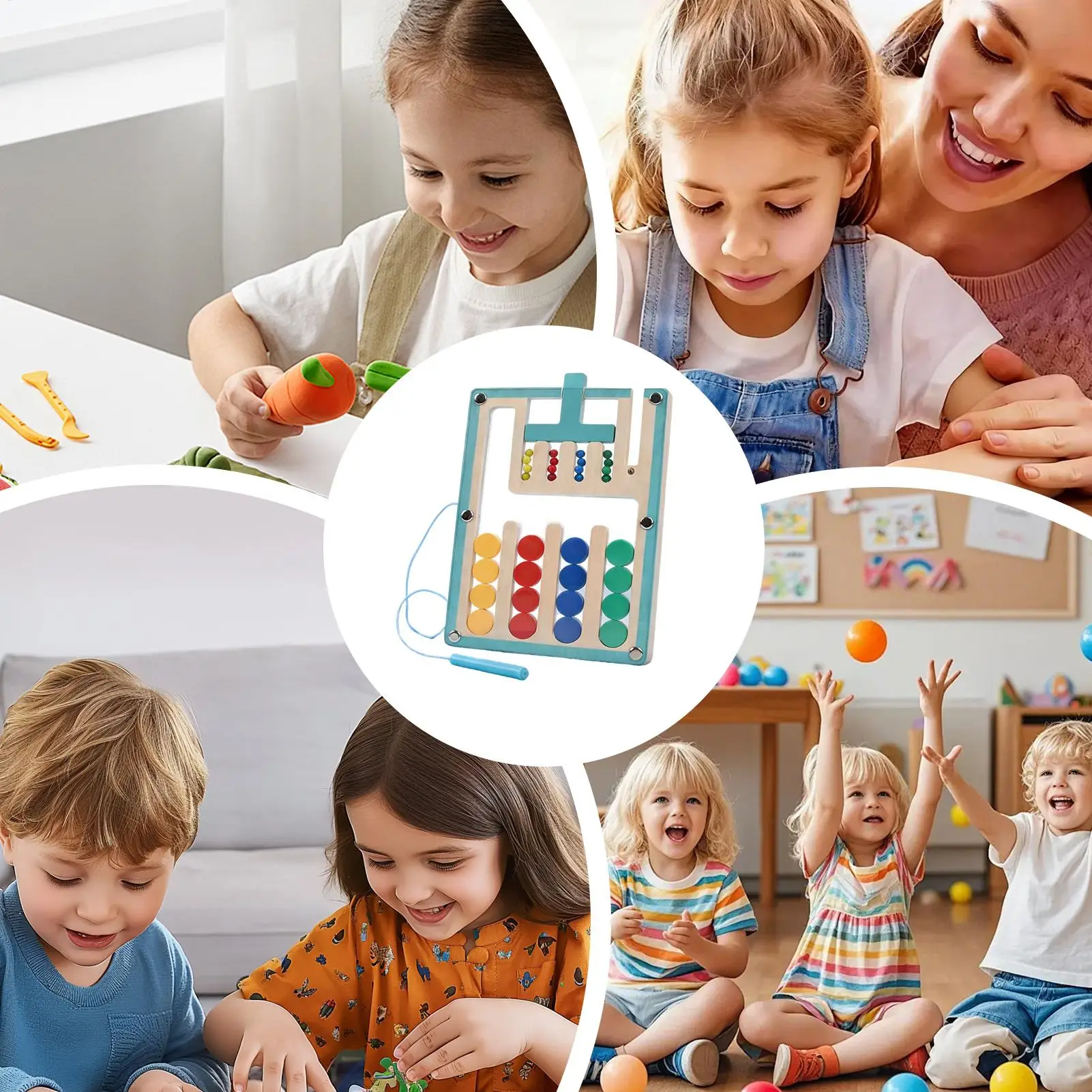 

Сенсорные игрушки для сортировки по цвету, деревянная магнитная доска-головоломка, игра-головоломка с горкой для подростков и детей, для дома, путешествий, школы