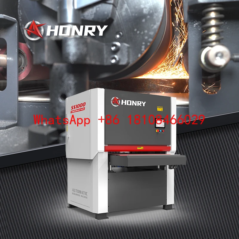 Lijadora de Banda Ancha Honry SS1000 de 1000 mm, Cepillo para Lijar, Desbarbar y Acabar Metales, Máquina Pulidora de Chapa Metálica