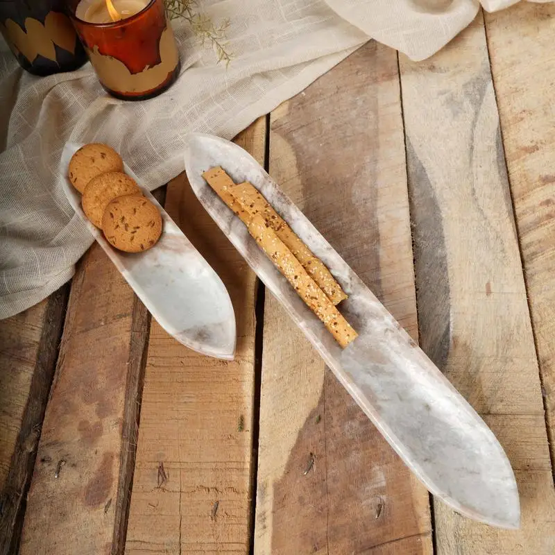 

Elegant White Marble Tray - Handmade 16x2.5x1.5 inch Sleek Serving Platter for Stylish Presentation